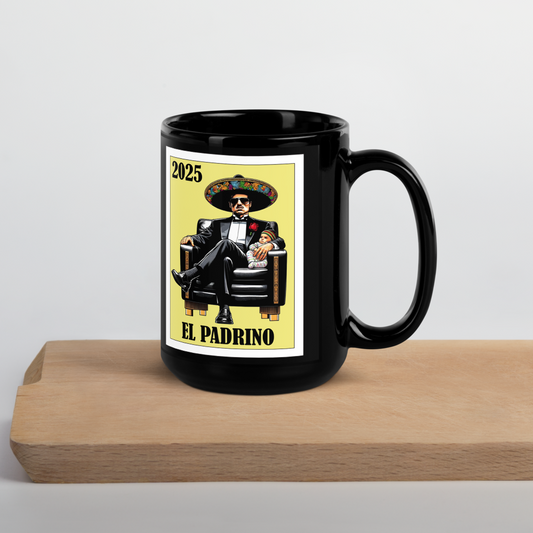 Padrino Proposal 2025 Black Glossy Mug